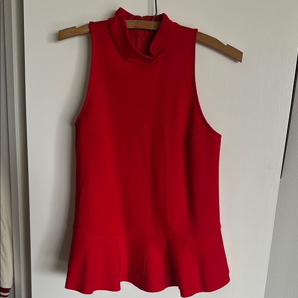 Anthropologie Tops - Anthropology Red Sleeveless Peplum Women's Top